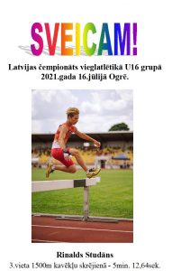 Rinaldam Studānam 3. vieta Latvijas čempionātā vieglatlētikā U16 grupā